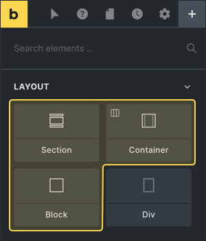 المان‌های layout در Bricks 1.5