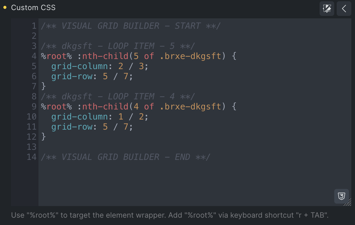 استایلدهی در Visual Grid Builder