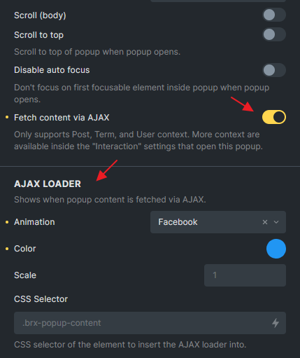 کنترل‌های AJAX popup در قالب popup