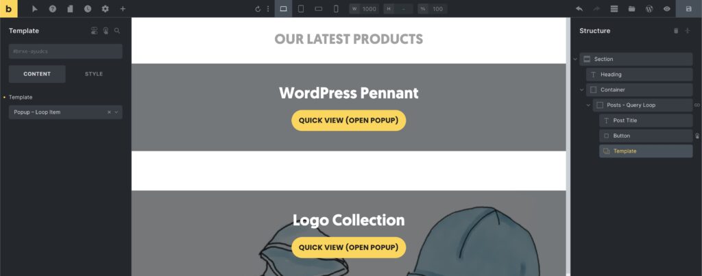 Popup داخل query loop