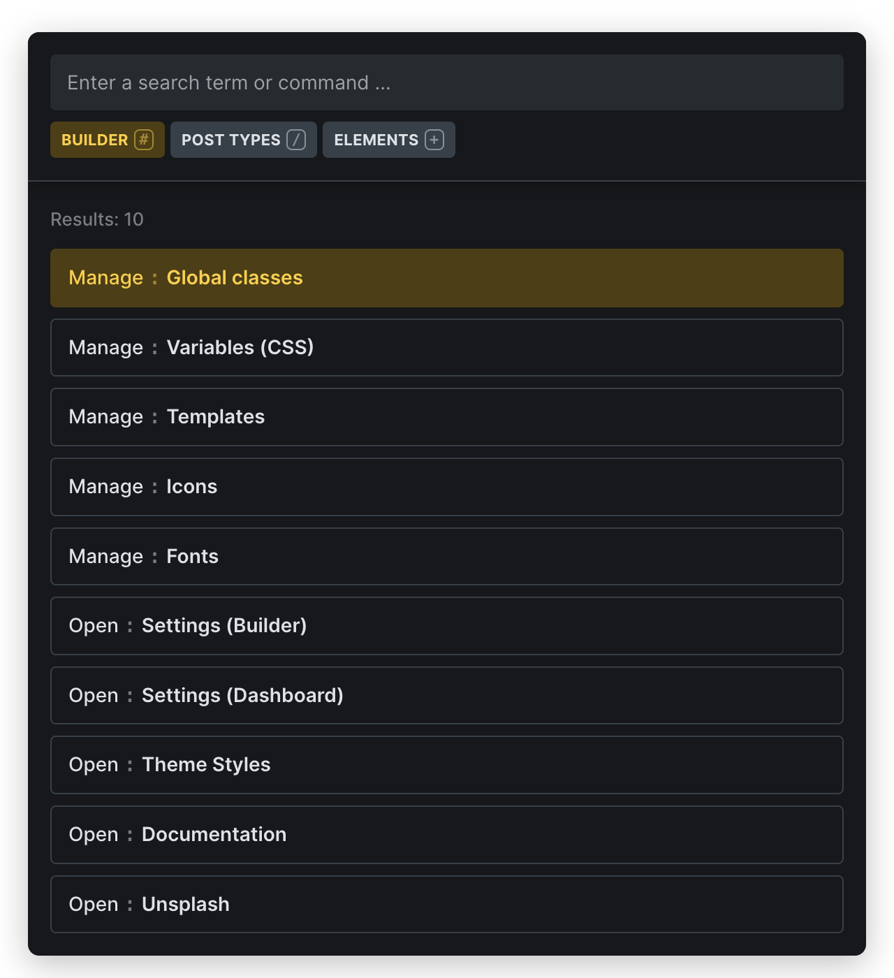Command Palette — scope Builder