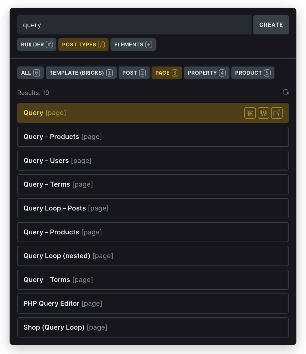 Command Palette — scope Post Types