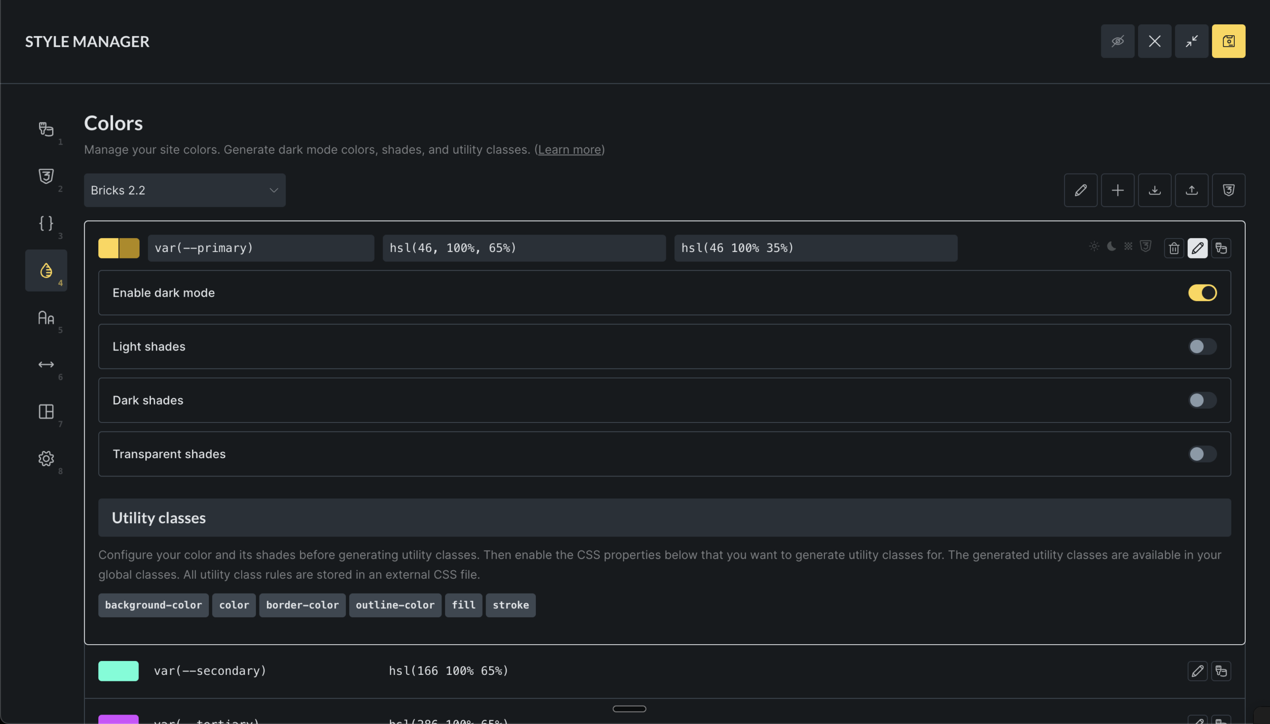 Color Manager در Style Manager