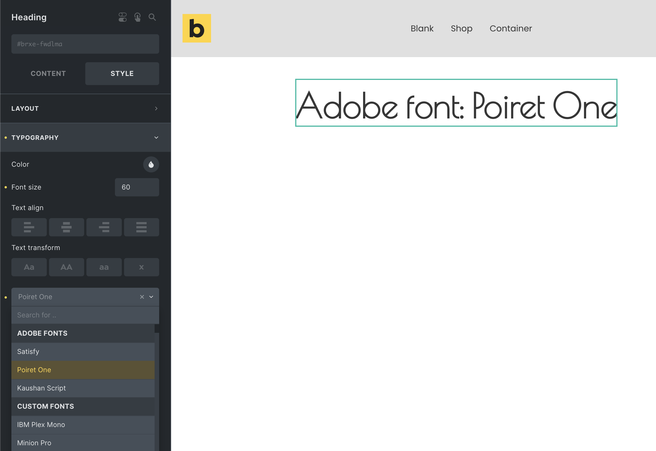 فونت‌های Adobe در dropdown font-family