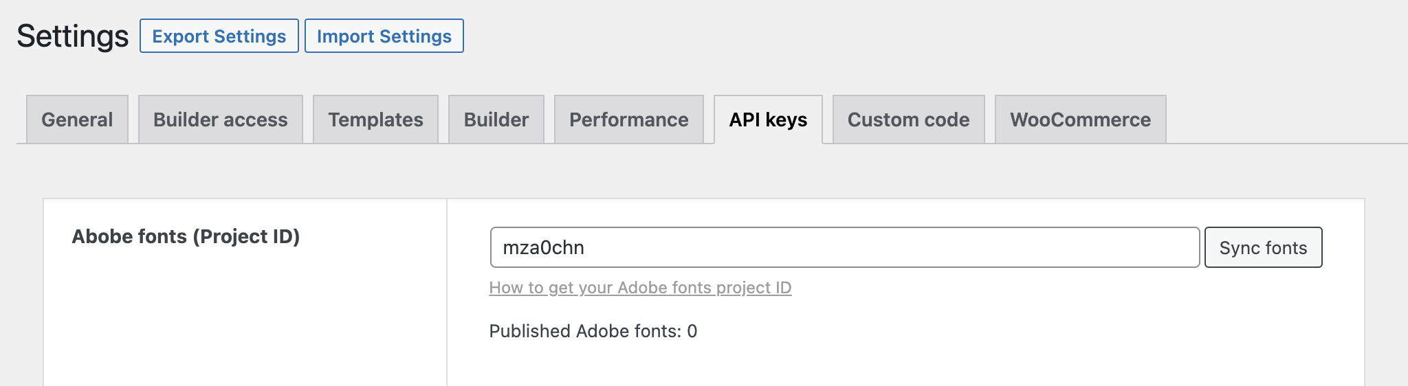 ذخیره Project ID Adobe Fonts در Bricks