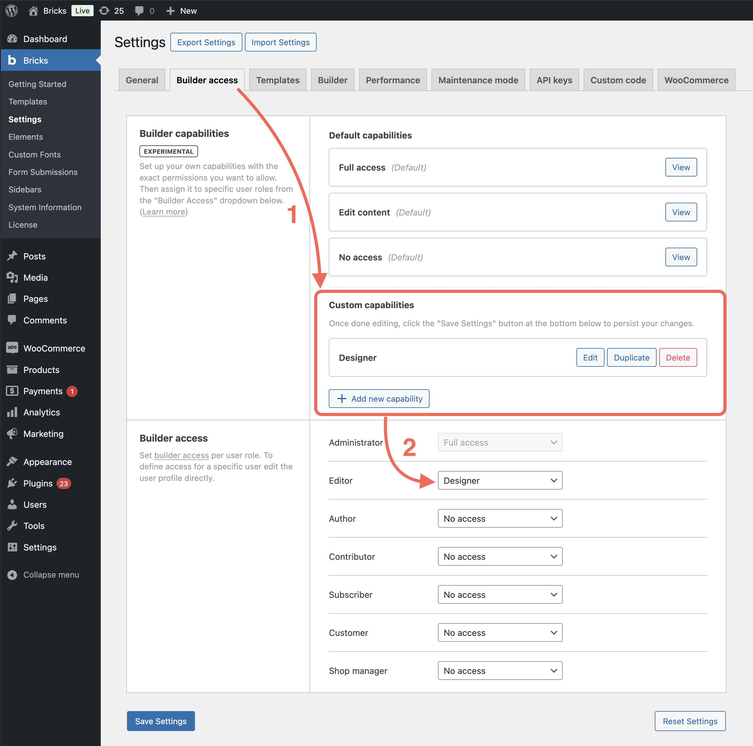 اختصاص capability به نقش‌ها