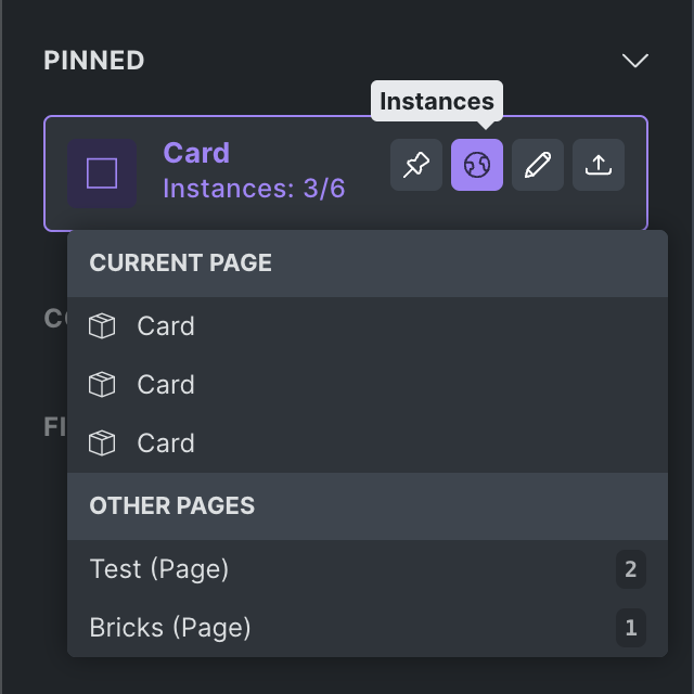 تعداد instance کامپوننت Card