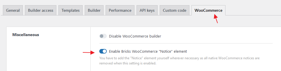 فعال‌سازی المان WooCommerce Notice