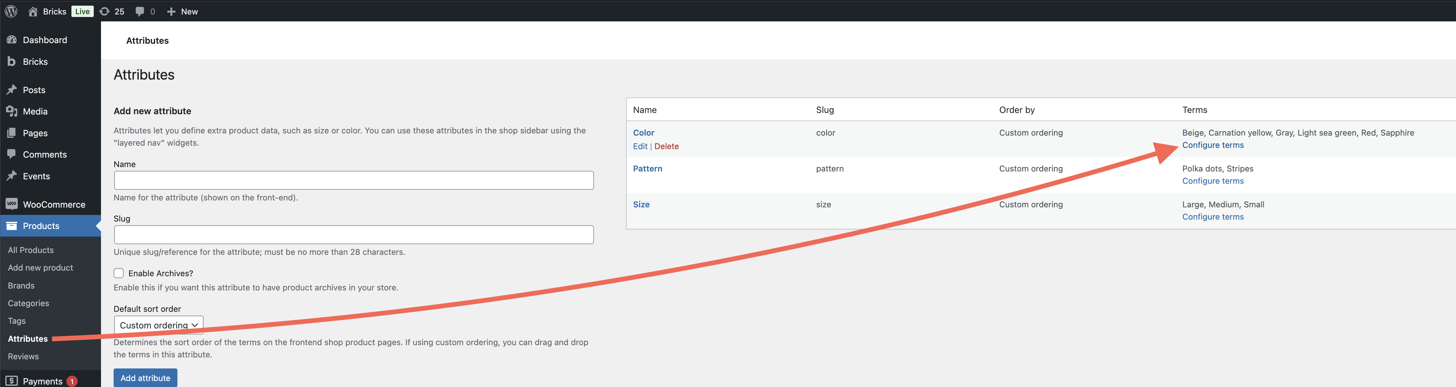 Configure terms