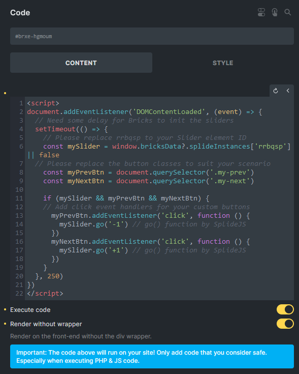 Code element برای navigation سفارشی