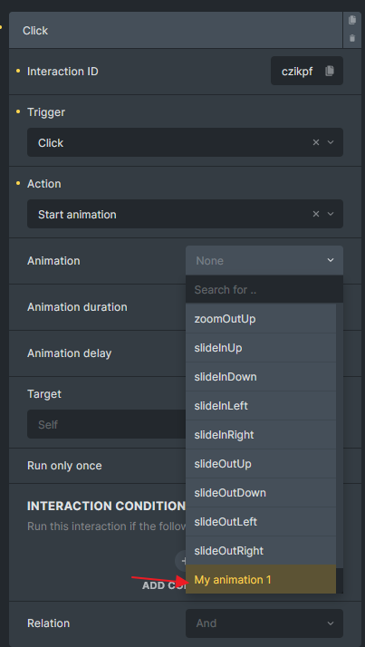 انیمیشن سفارشی به dropdown Animation در تعاملات اضافه شد