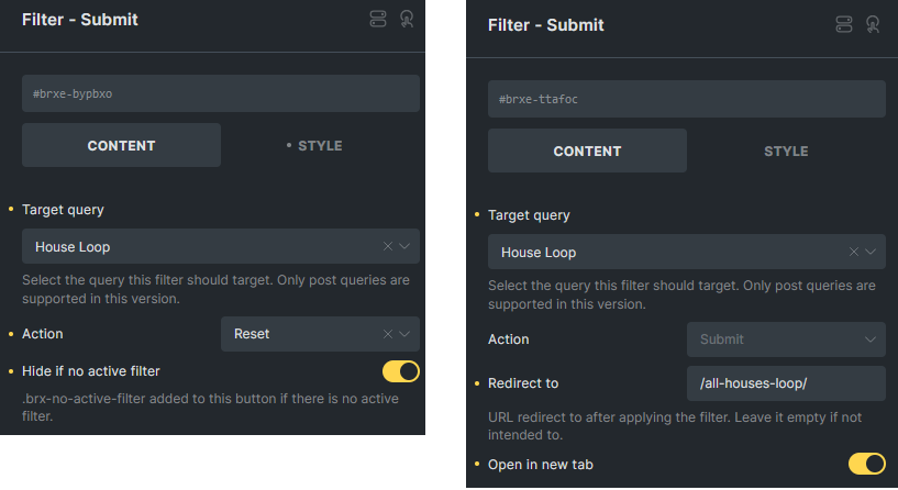کنترل‌های Filter Submit 1.11