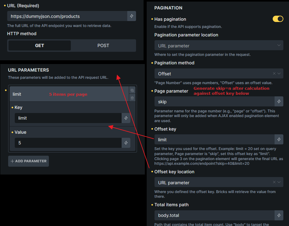 مثال pagination با Offset