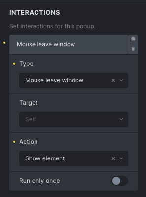 باز کردن popup با Mouse leave