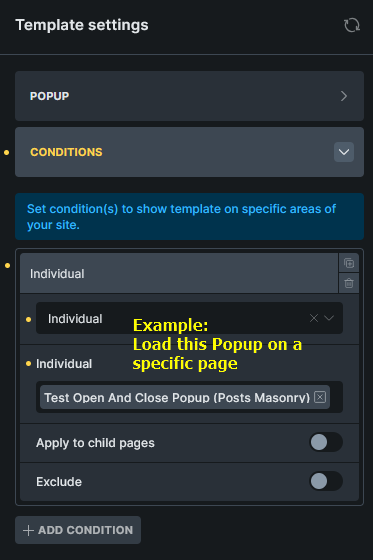 شرط popup