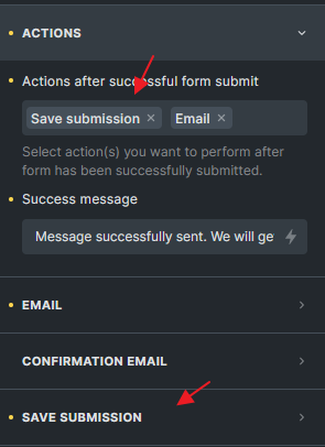 Save Submission در Form element