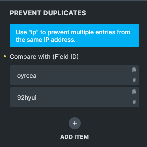 Prevent duplicate برای ۲ فیلد فرم