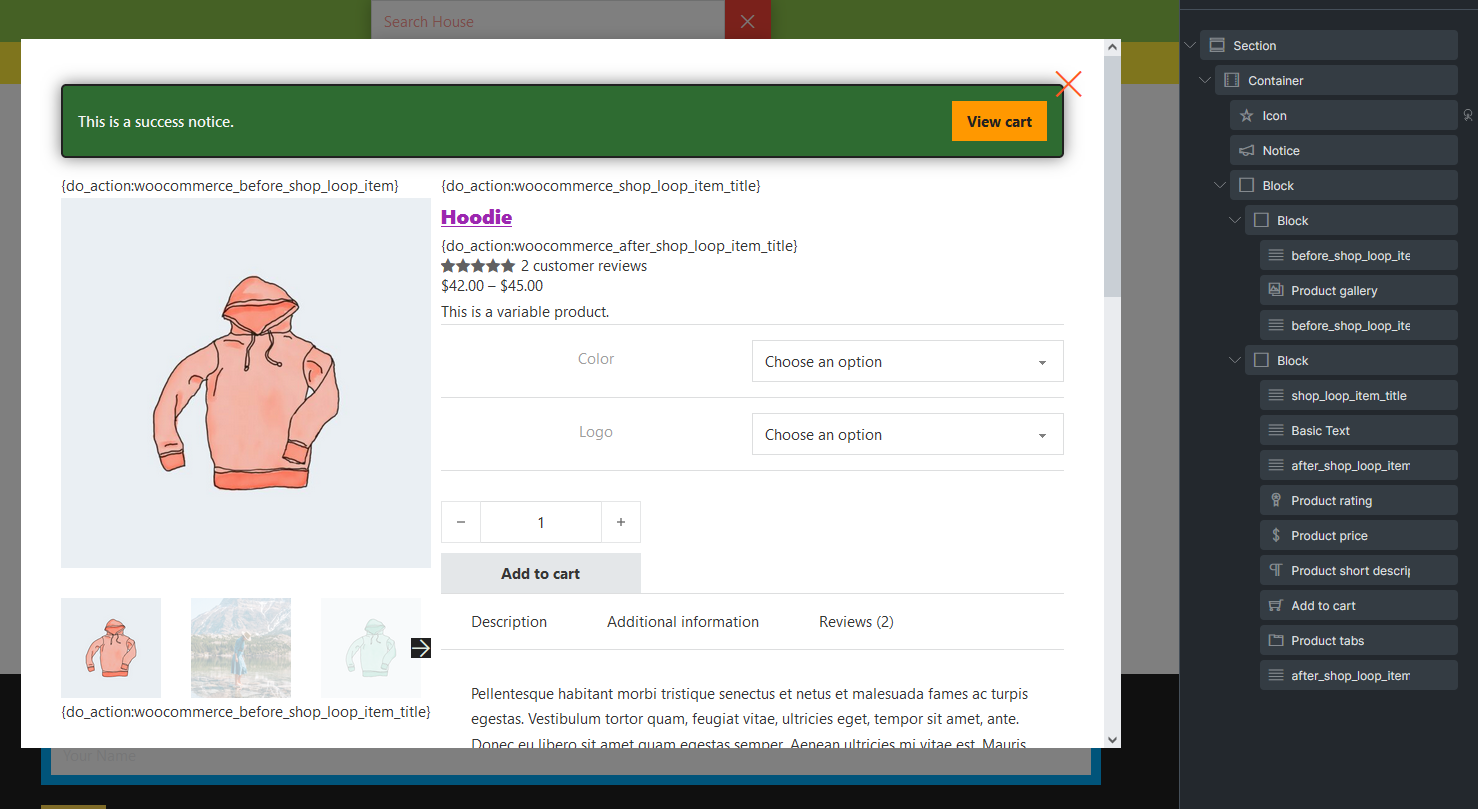 نمونه طراحی Quick View Popup