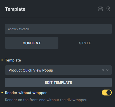 انتخاب قالب popup در المان Template