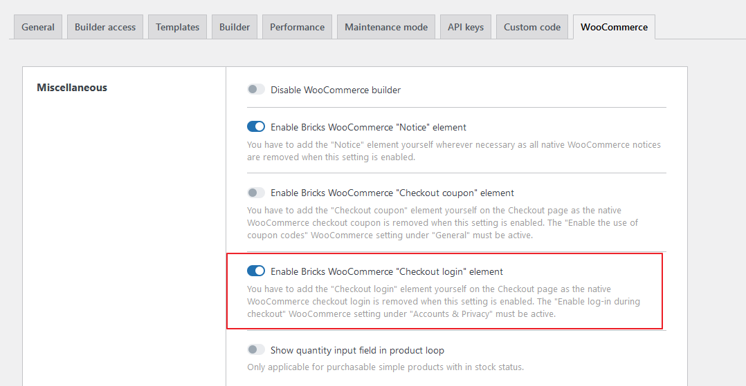 تنظیمات المان ورود تسویه‌حساب در Bricks