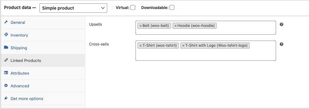ویرایشگر محصول WooCommerce — Linked Products