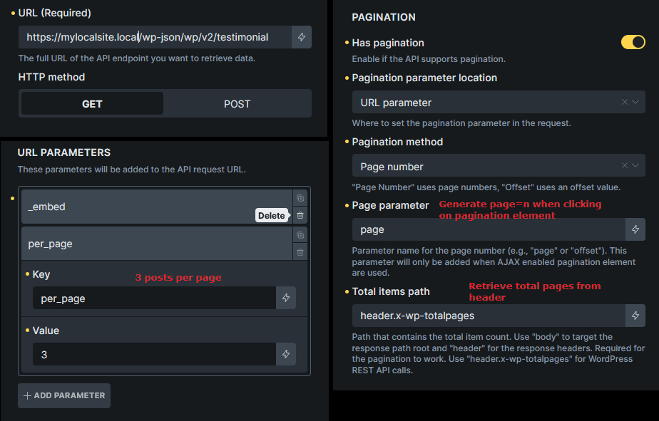 مثال pagination با WordPress REST API